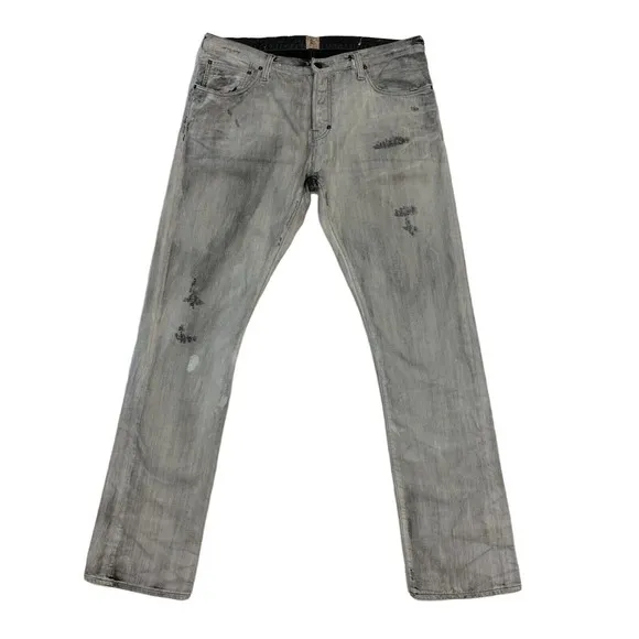 PRPS Jeans Mens 38 Gray Light Wash Straight Distressed 100% Cotton Fashion Denim