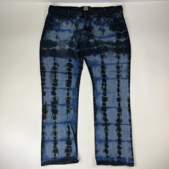 PRPS Barracuda Blue & Black Tie Dye Cotton 5 Pocket Jeans Mens Size 44X34