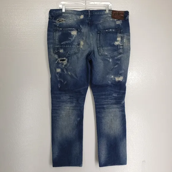 PRPS Jeans Mens 42 Blue Slim Fit Destroyed Distressed Button Fly Cotton E80P228P