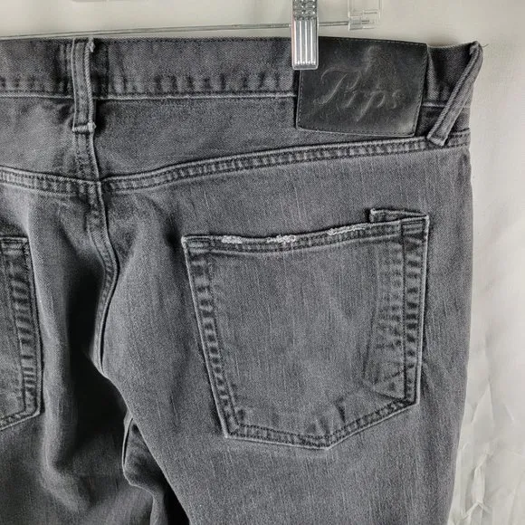 PRPS Jeans Mens 40x33 Black Tapered Windsor Communal Distressed Zipper Stretch
