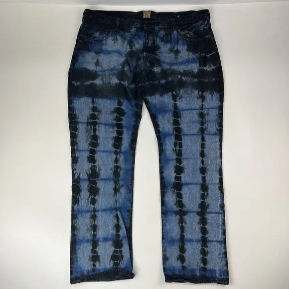 PRPS Barracuda Blue & Black Tie Dye Cotton 5 Pocket Jeans Mens Size 44X34‎