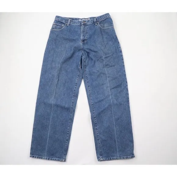 Vintage 90s Quiksilver Surfing Mens 38x32 Faded Spell Out Wide Leg Denim Jeans