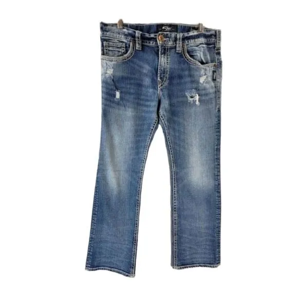 Quicksilver distressed white washed pants bottoms Zac fit Mens Size 34x32