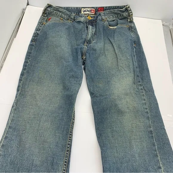 Quiksilver Jeans Mens 36x30 Vintage Loose Cut Relaxed Quik Jean 90’s Skater Blue