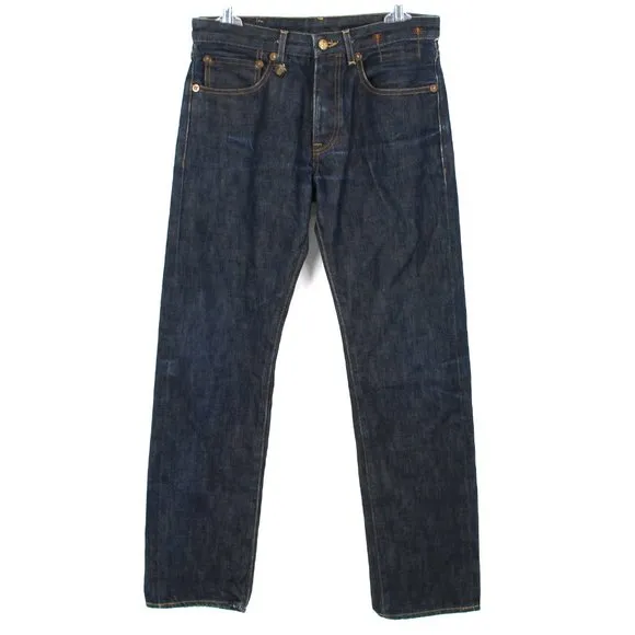 R13 Classic Slim Jeans Blue Raw Dark Wash Cotton Denim Button Fly 31 S/M Italy