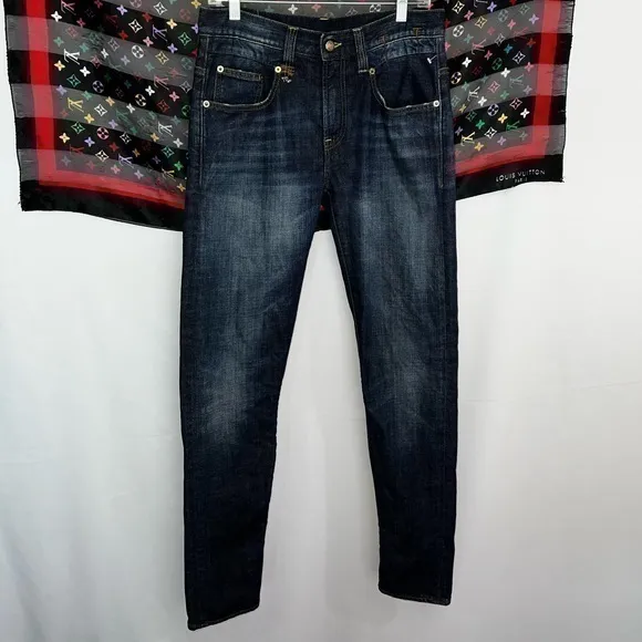R13 Mens Jeans Luxury Japanese Denim Designer Made in Italy Indigo Blue 30 Waist