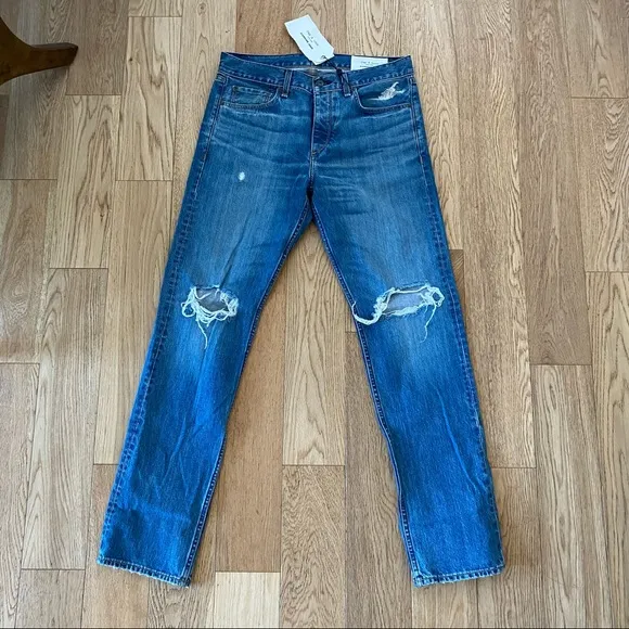 Rag & Bone Men’s Slim Straight Distressed Light Wash Denim Jeans Ripped Knees
          
      NWT