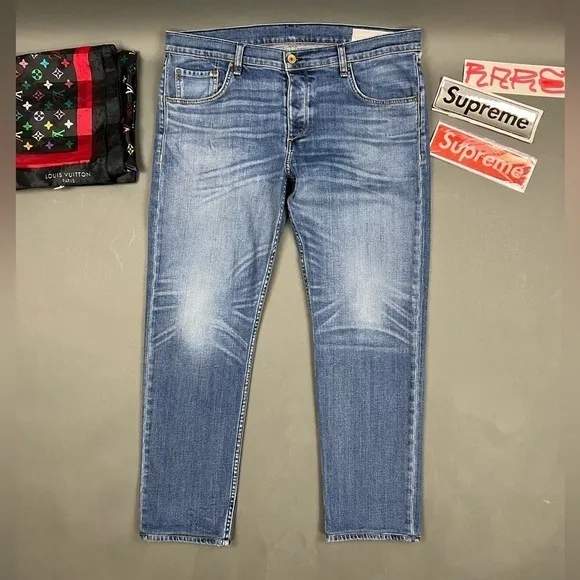 Rag & Bone Jeans Distressed Luxury Designer Streetwear Denim Pastel Faded Blue