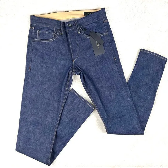 NWT Rag & Bone Fit 2 Raw Dark Wash Denim Slim Fit Full-Length Jeans Size 27
          
      NWT