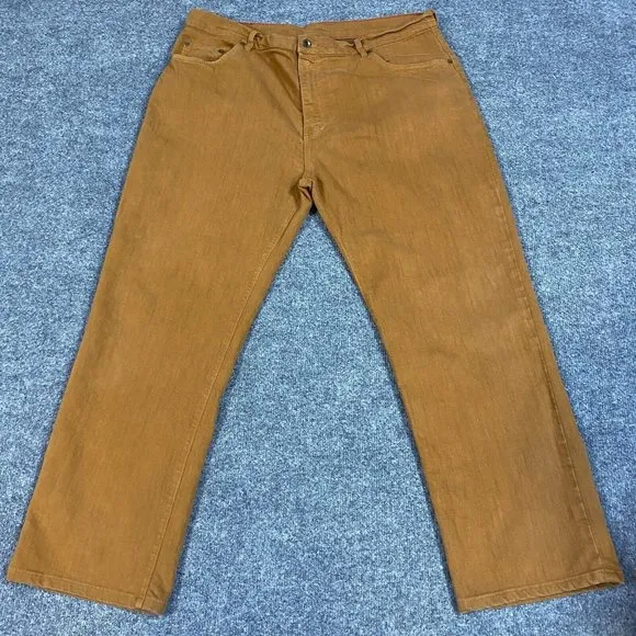 Raleigh Denim Alexander Jeans 36 x 27 Brown Zip Fly Stretch Signed