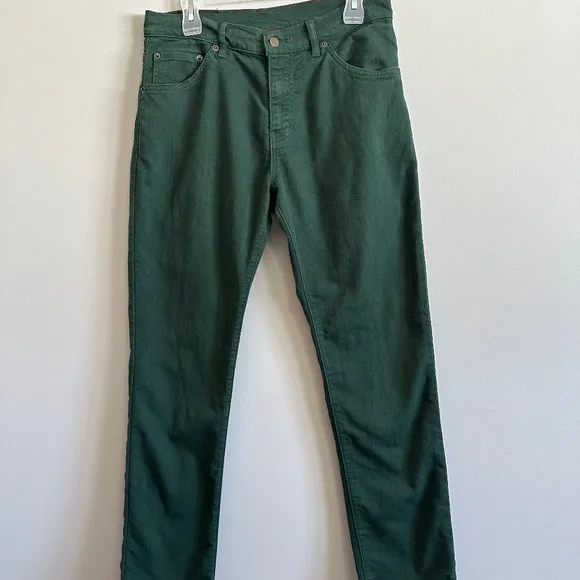 Raleigh Denim Jeans Men's 31 Green Martin Thin Taper Stretch Measures 31 x 30"