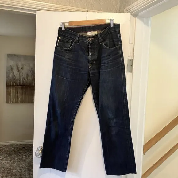 Raleigh Denim Men's Distressed Straight Button Fly Jeans Size 31x26