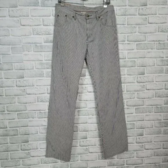 Raleigh Denim 34X34 Tall Jones Fit Hickory Stripe Navy White Pinstripe Jeans