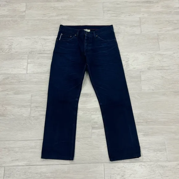 Raleigh Denim Workshop White Oak Cone Denim Thin Taper Blue Slim Jeans Size 33