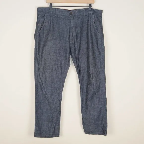 Raleigh Denim Pilot Wash Lightweight Graham Chambray Jeans Mens Sz 36 x 29