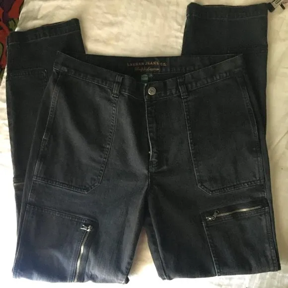 Vintage Ralph Lauren Black Utility Jeans Multiple Pockets