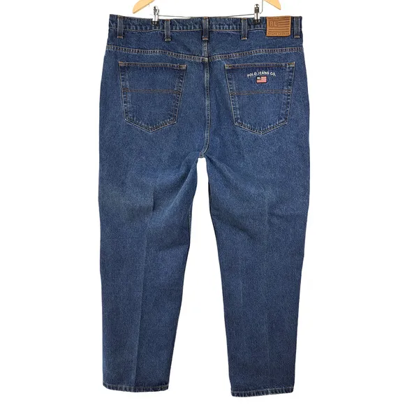 Ralph Lauren Big Jeans Vintage Mens Size 44x30 Medium Wash Flag Patch Y2K