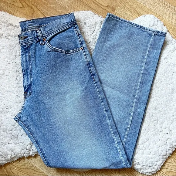 Ralph Lauren Brixton Loose Fit Straight Leg Zip Fly Mens Light Wash Denim Jeans