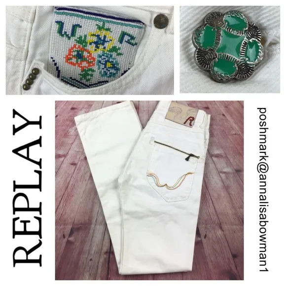 ☮️Men We are Replay Zippo White Denim Jean 28