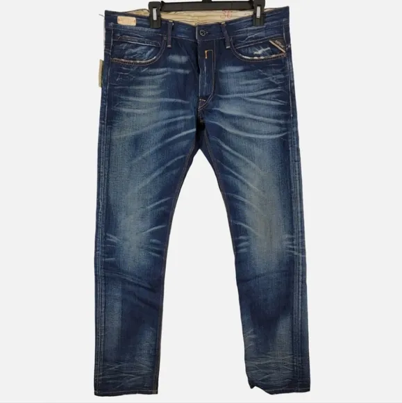 Replay Jeto Men's Slim Fit Distressed Designer Jeans Size 36x34
          
      NWT