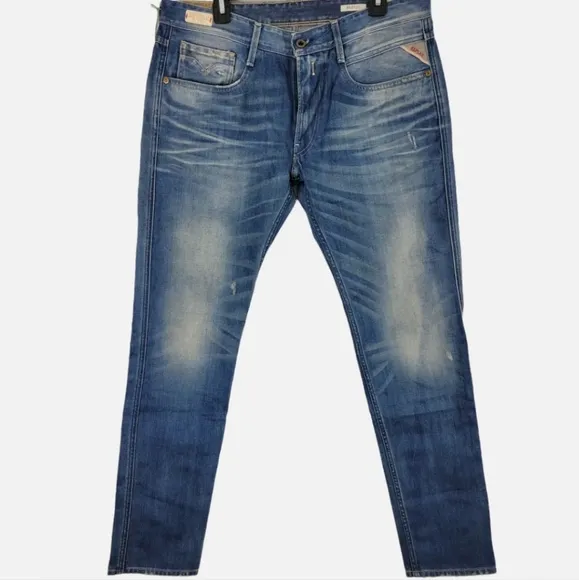 Replay Anbass Electric Blue Men's Slim Fit Designer Jeans Size 36x34
          
      NWT