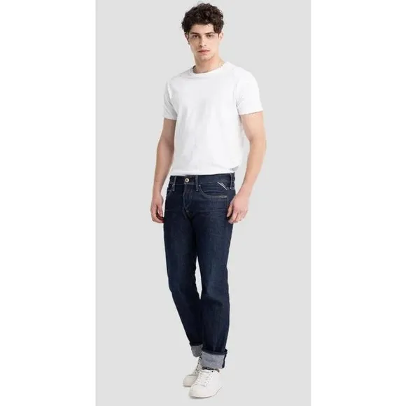 REPLAY Jeans Adult 30 x 32 Blue Waitom Regular Straight Dark Wash Denim Cotton
