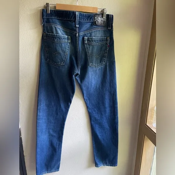 Replay Straight Leg Jeans. Button-Fly. Medium Dark Wash w/ Fade. 32Wx32L