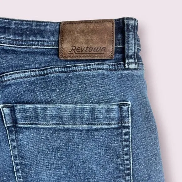 Revtown SHARP Decade Denim Blue Cotton Stretch Slim Straight Jeans Mens 31x30