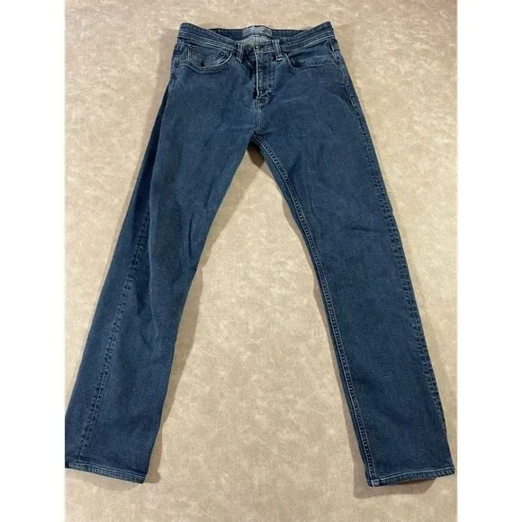 Revtown Mens Sharp Denim Jeans Slim Straight Leg Blue Size 30x32
