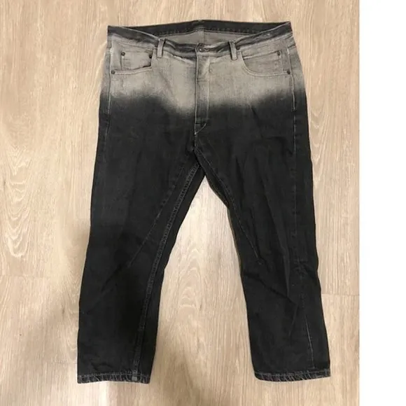 Rick Owens DRKSHDW Torrance Degrade Black Cropped Jeans   US34
