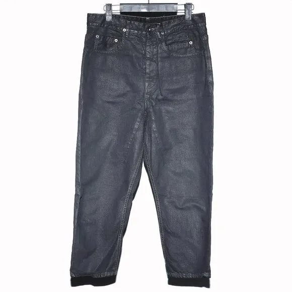Rick Owens DRKSHDW Black Matte Waxed Jeans