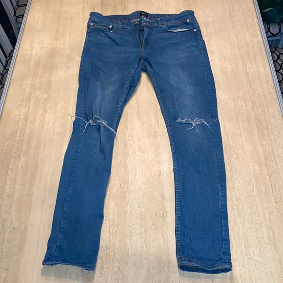 River Island Ripped Blue Skinny Jeans