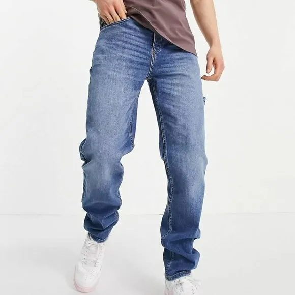 River Island Luxe Collection Relaxed Fit Carpenter Jeans in Med Blue - NWT
          
      NWT