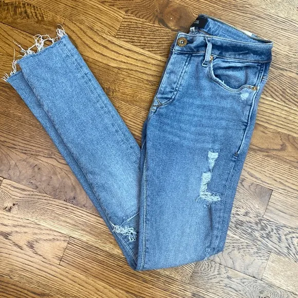River Island Mens Skinny Jeans, Frayed Hem 26/32