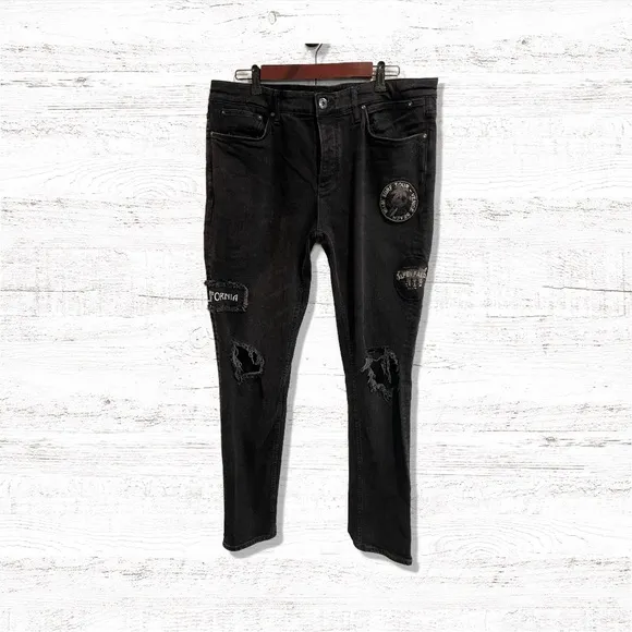 River Island Vintage Men’s Black Skinny Jeans Size 38/34