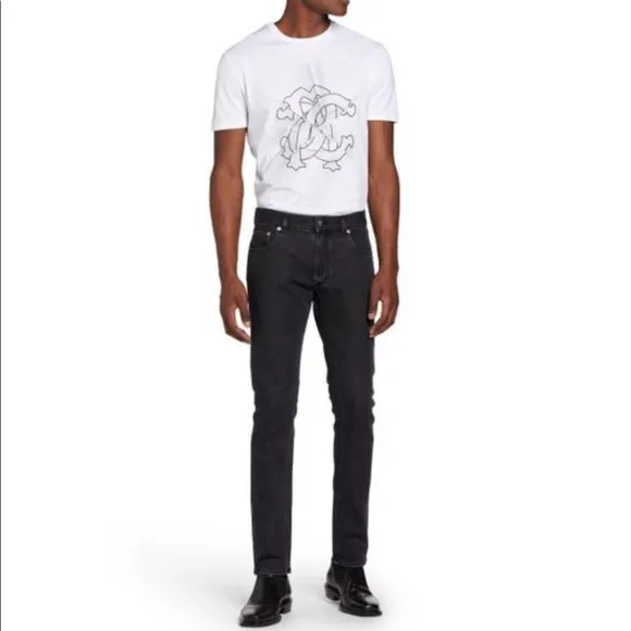 New mens Roberto Cavalli black jeans slim fit embroidered pocket
          
      NWT