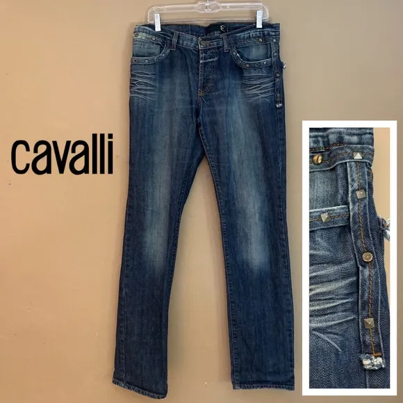 Cavalli Studded Jeans 34w x 34i Gently worn 100% cotton denim