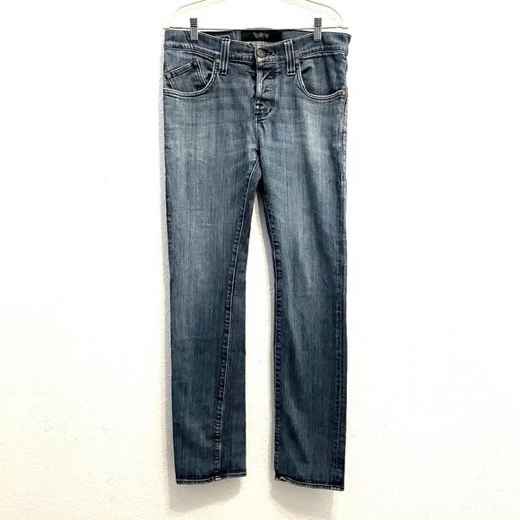 Rock & Republic Straight Leg Button Fly Embroidered Distressed Jeans SZ 34