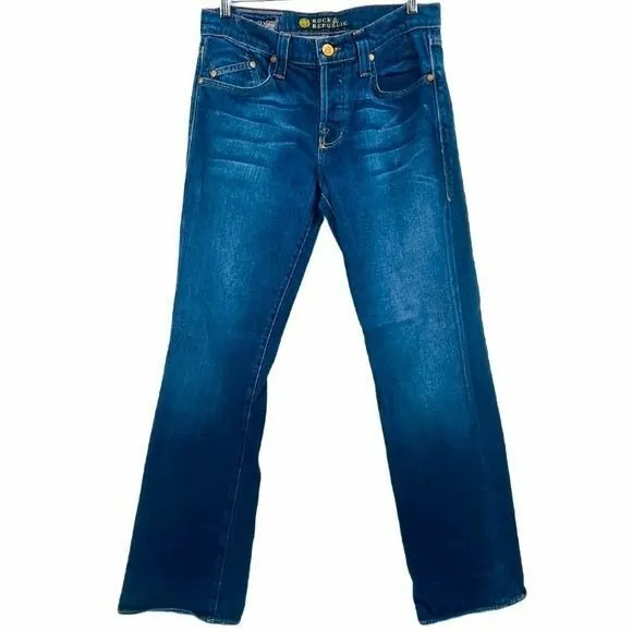 Rock & Republic Henlee Bootcut Button Fly Medium Wash Jeans Size Men's 33 Waist