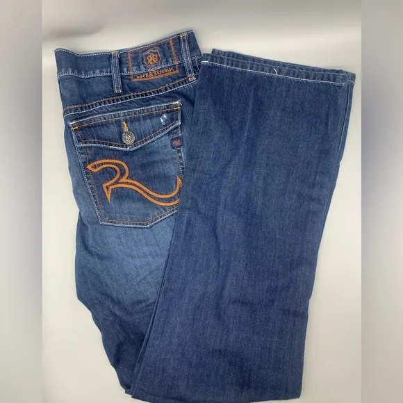 ROCK AND REPUBLIC BLUE DENIM JEANS SIZE 38x32 (0089)