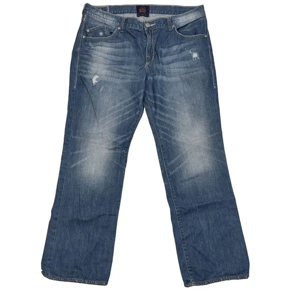 Rock & Republic Neil Jeans Relaxed Straight Distressed Embroidered Mens 36x30