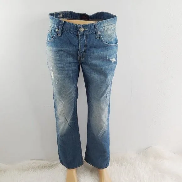 Rock & Republic Mens Blue Neil Medium Wash Straight Leg Denim Jeans Size 32x30