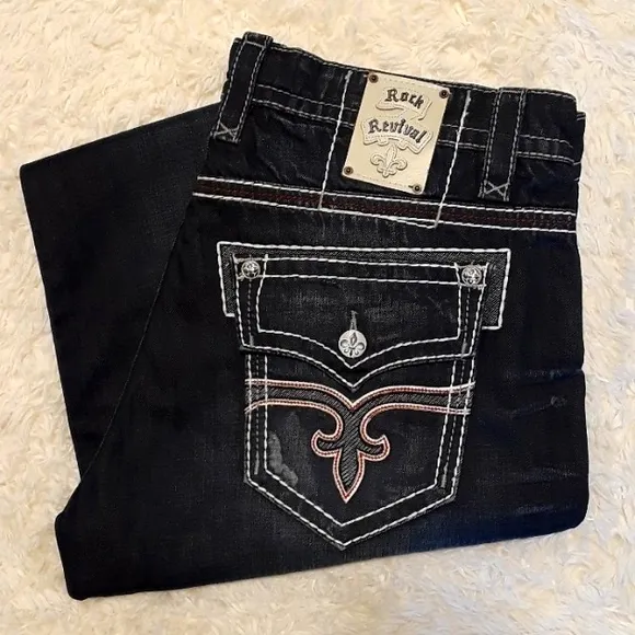 🎸🔥Rock Revival (Grayson Straight) Jeans. Mens Size: 42x36 Extra Long.