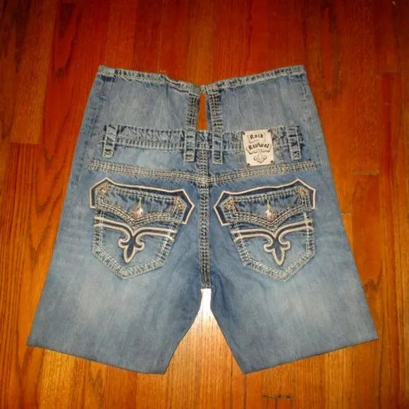 ROCK REVIVAL Dan Relaxed Straight Jeans Men Sz 32