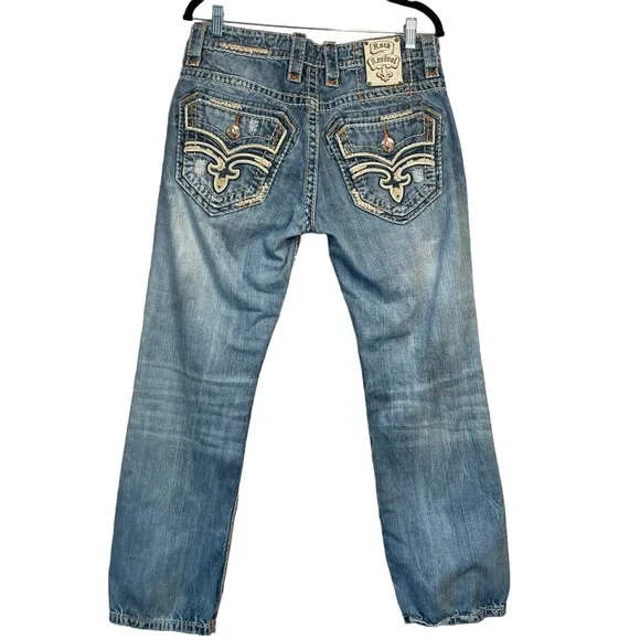 Rock Revival Mens Edmund Straight Thick Stitch Jeans Mens 32.