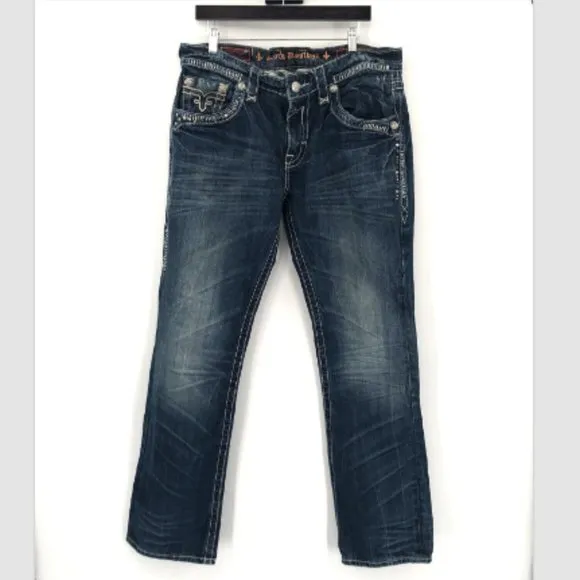 ROCK REVIVAL Steven Straight Jeans 36 Flap Pocket Bedazzled Country 100% Cotton