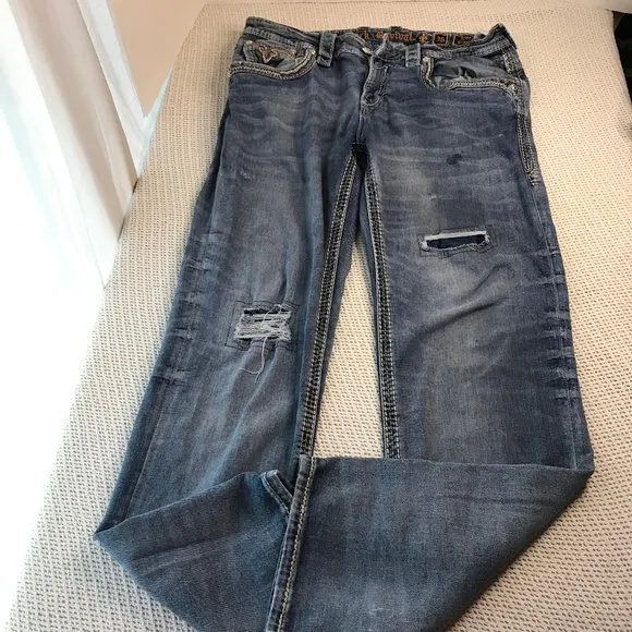 ROCK REVIVAL MENS JEANS STRAIGHT SIZE 36W 29.5L