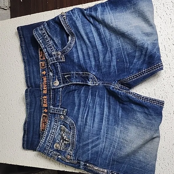 Men’s Rock Revival Jeans Pevey Relaxed Straight Size 38 Blue