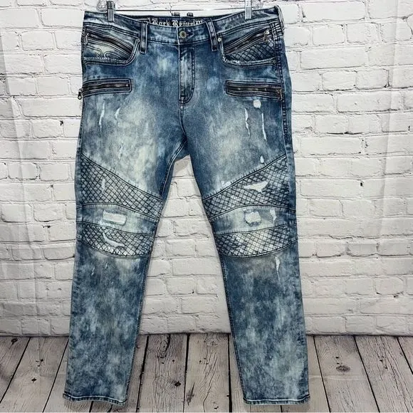 Rock Revival Men’s Moto Acid Wash Jeans