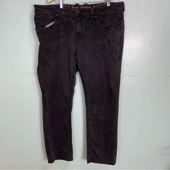 Rock Revival Steven Alt Straight Black Jeans Sz 42